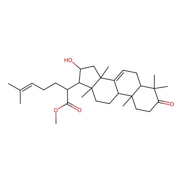 2D Structure of methyl (2R)-2-[(10R,14S,16S)-16-hydroxy-4,4,10,13,14-pentamethyl-3-oxo-1,2,5,6,9,11,12,15,16,17-decahydrocyclopenta[a]phenanthren-17-yl]-6-methylhept-5-enoate