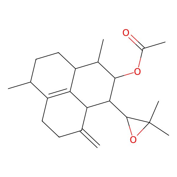 2D Structure of [1-(3,3-Dimethyloxiran-2-yl)-3,6-dimethyl-9-methylidene-1,2,3,3a,4,5,6,7,8,9a-decahydrophenalen-2-yl] acetate