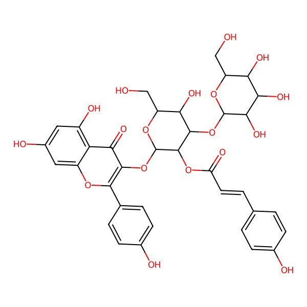 2D Structure of [2-[5,7-Dihydroxy-2-(4-hydroxyphenyl)-4-oxochromen-3-yl]oxy-5-hydroxy-6-(hydroxymethyl)-4-[3,4,5-trihydroxy-6-(hydroxymethyl)oxan-2-yl]oxyoxan-3-yl] 3-(4-hydroxyphenyl)prop-2-enoate