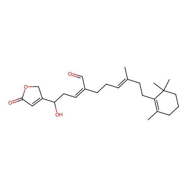 2D Structure of (E,2Z)-2-[(3R)-3-hydroxy-3-(5-oxo-2H-furan-3-yl)propylidene]-6-methyl-8-(2,6,6-trimethylcyclohexen-1-yl)oct-5-enal