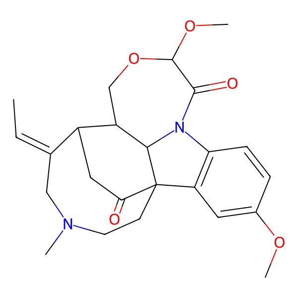 2D Structure of (1S,10R,13R,14R,15Z,22S)-15-ethylidene-4,10-dimethoxy-17-methyl-11-oxa-8,17-diazapentacyclo[12.5.2.11,8.02,7.013,22]docosa-2(7),3,5-triene-9,20-dione