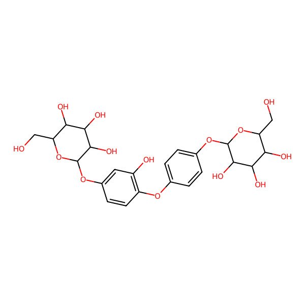 2D Structure of 2-(Hydroxymethyl)-6-[4-[2-hydroxy-4-[3,4,5-trihydroxy-6-(hydroxymethyl)oxan-2-yl]oxyphenoxy]phenoxy]oxane-3,4,5-triol