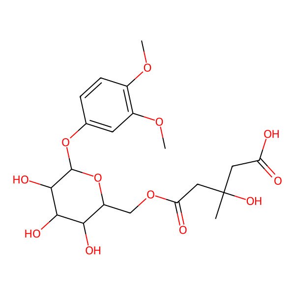 2D Structure of (3R)-5-[[(2R,3S,4S,5R,6S)-6-(3,4-dimethoxyphenoxy)-3,4,5-trihydroxyoxan-2-yl]methoxy]-3-hydroxy-3-methyl-5-oxopentanoic acid