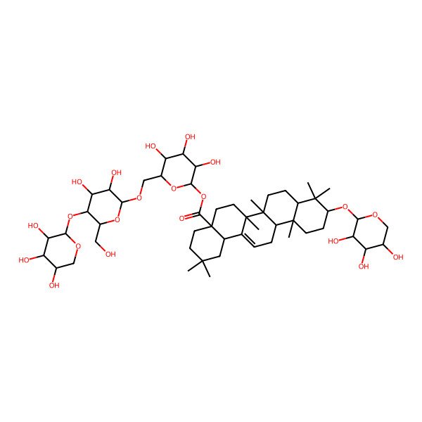 2D Structure of [6-[[3,4-Dihydroxy-6-(hydroxymethyl)-5-(3,4,5-trihydroxyoxan-2-yl)oxyoxan-2-yl]oxymethyl]-3,4,5-trihydroxyoxan-2-yl] 2,2,6a,6b,9,9,12a-heptamethyl-10-(3,4,5-trihydroxyoxan-2-yl)oxy-1,3,4,5,6,6a,7,8,8a,10,11,12,13,14b-tetradecahydropicene-4a-carboxylate