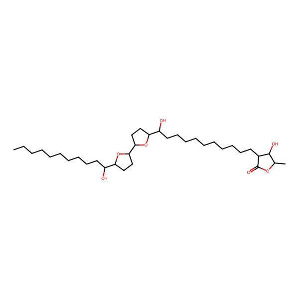 2D Structure of 4-Hydroxy-3-[11-hydroxy-11-[5-[5-(1-hydroxyundecyl)oxolan-2-yl]oxolan-2-yl]undecyl]-5-methyloxolan-2-one
