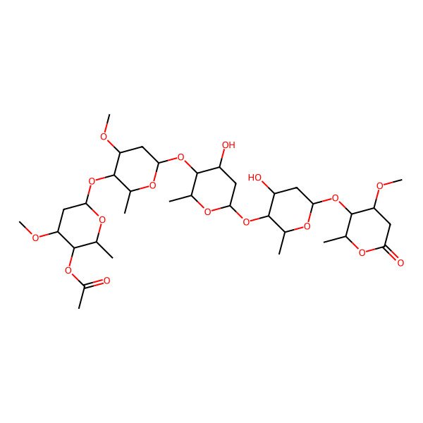 2D Structure of [(2R,3R,4R,6S)-6-[(2R,3R,4S,6S)-6-[(2R,3S,4R,6S)-4-hydroxy-6-[(2R,3S,4S,6S)-4-hydroxy-6-[(2R,3R,4R)-4-methoxy-2-methyl-6-oxooxan-3-yl]oxy-2-methyloxan-3-yl]oxy-2-methyloxan-3-yl]oxy-4-methoxy-2-methyloxan-3-yl]oxy-4-methoxy-2-methyloxan-3-yl] acetate
