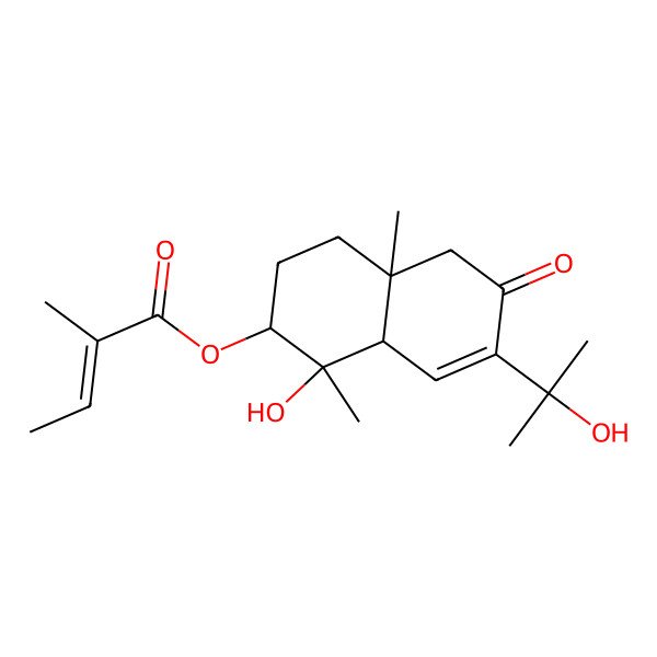 2D Structure of [(1S,2R,4aR,8aR)-1-hydroxy-7-(2-hydroxypropan-2-yl)-1,4a-dimethyl-6-oxo-3,4,5,8a-tetrahydro-2H-naphthalen-2-yl] (Z)-2-methylbut-2-enoate
