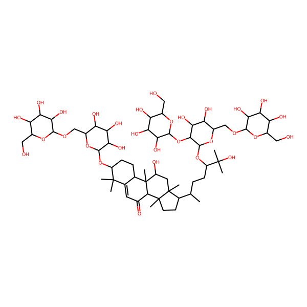 2D Structure of 17-[5-[4,5-Dihydroxy-3-[3,4,5-trihydroxy-6-(hydroxymethyl)oxan-2-yl]oxy-6-[[3,4,5-trihydroxy-6-(hydroxymethyl)oxan-2-yl]oxymethyl]oxan-2-yl]oxy-6-hydroxy-6-methylheptan-2-yl]-11-hydroxy-4,4,9,13,14-pentamethyl-3-[3,4,5-trihydroxy-6-[[3,4,5-trihydroxy-6-(hydroxymethyl)oxan-2-yl]oxymethyl]oxan-2-yl]oxy-1,2,3,8,10,11,12,15,16,17-decahydrocyclopenta[a]phenanthren-7-one