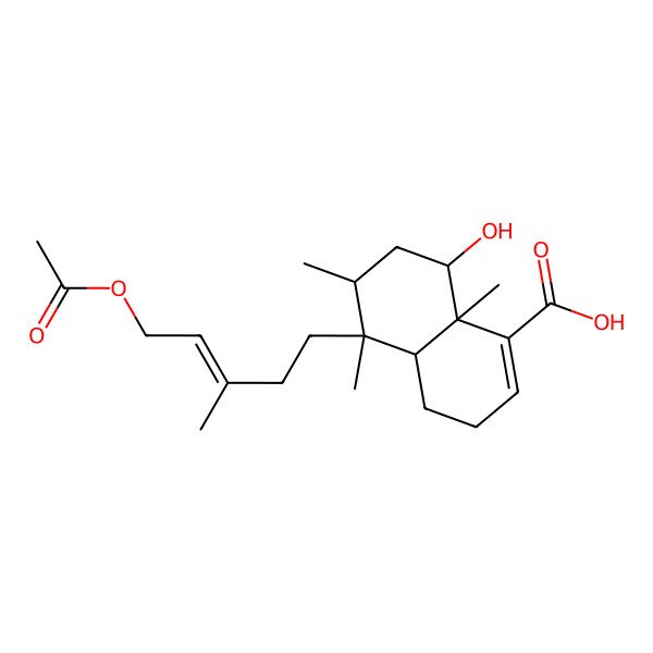 2D Structure of 5-(5-Acetyloxy-3-methylpent-3-enyl)-8-hydroxy-5,6,8a-trimethyl-3,4,4a,6,7,8-hexahydronaphthalene-1-carboxylic acid