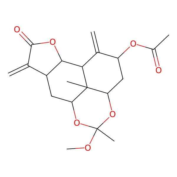 2D Structure of [(1R,3S,5S,7R,9S,10R,14S,16S)-3-methoxy-3,16-dimethyl-8,13-dimethylidene-12-oxo-2,4,11-trioxatetracyclo[7.6.1.05,16.010,14]hexadecan-7-yl] acetate
