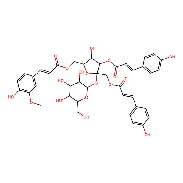 2D Structure of [4-Hydroxy-5-[3-(4-hydroxy-3-methoxyphenyl)prop-2-enoyloxymethyl]-3-[3-(4-hydroxyphenyl)prop-2-enoyloxy]-2-[3,4,5-trihydroxy-6-(hydroxymethyl)oxan-2-yl]oxyoxolan-2-yl]methyl 3-(4-hydroxyphenyl)prop-2-enoate
