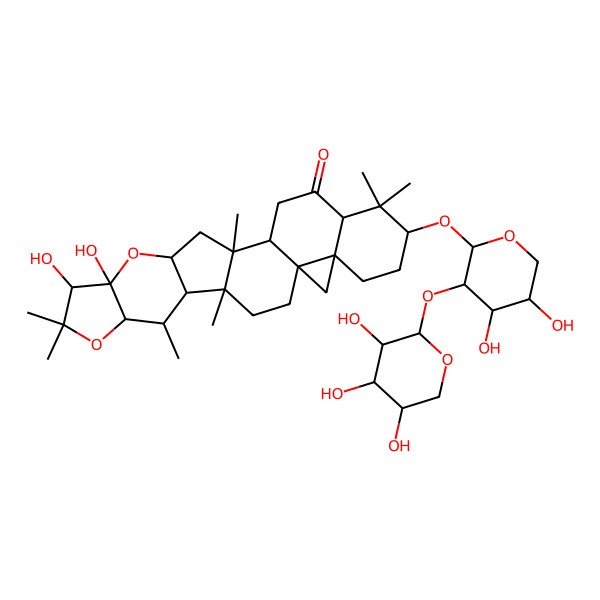 2D Structure of 7-[4,5-Dihydroxy-3-(3,4,5-trihydroxyoxan-2-yl)oxyoxan-2-yl]oxy-21,22-dihydroxy-1,6,6,15,17,20,20-heptamethyl-19,23-dioxaheptacyclo[13.10.0.02,12.05,10.010,12.016,24.018,22]pentacosan-4-one