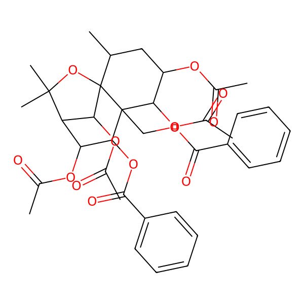 2D Structure of [(1S,2R,4S,5R,6S,7R,8S,9R,12R)-4,5,8,12-tetraacetyloxy-7-benzoyloxy-2,10,10-trimethyl-11-oxatricyclo[7.2.1.01,6]dodecan-6-yl]methyl benzoate