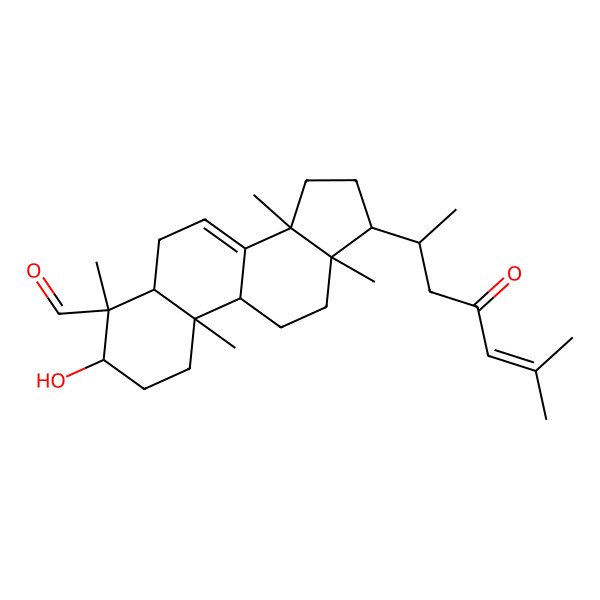 2D Structure of (3R,4R,5R,9S,10R,13S,14S,17S)-3-hydroxy-4,10,13,14-tetramethyl-17-[(2S)-6-methyl-4-oxohept-5-en-2-yl]-2,3,5,6,9,11,12,15,16,17-decahydro-1H-cyclopenta[a]phenanthrene-4-carbaldehyde