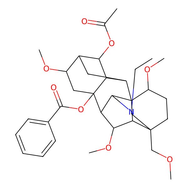 2D Structure of [4-Acetyloxy-11-ethyl-6,16,18-trimethoxy-13-(methoxymethyl)-11-azahexacyclo[7.7.2.12,5.01,10.03,8.013,17]nonadecan-8-yl] benzoate