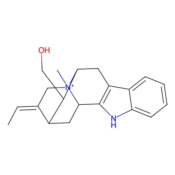 2D Structure of [(1S,12S,13S,14R,15E,17R)-15-ethylidene-17-methyl-3-aza-17-azoniapentacyclo[12.3.1.02,10.04,9.012,17]octadeca-2(10),4,6,8-tetraen-13-yl]methanol