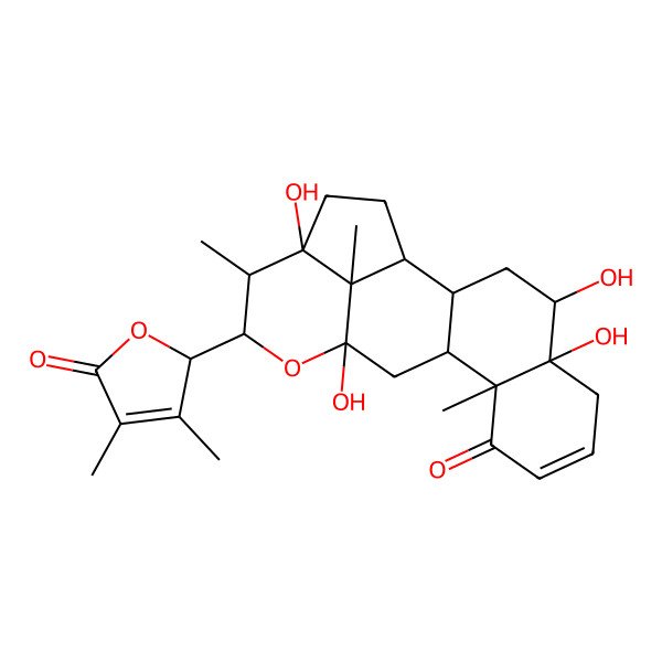 2D Structure of 15-(3,4-dimethyl-5-oxo-2H-furan-2-yl)-4,5,13,17-tetrahydroxy-10,16,20-trimethyl-14-oxapentacyclo[11.6.1.02,11.05,10.017,20]icos-7-en-9-one