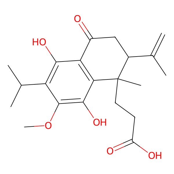 2D Structure of 3-[(1S,2S)-5,8-dihydroxy-7-methoxy-1-methyl-4-oxo-6-propan-2-yl-2-prop-1-en-2-yl-2,3-dihydronaphthalen-1-yl]propanoic acid