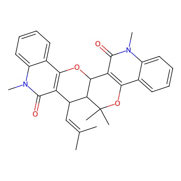 2D Structure of (1R,14S,15S)-4,13,13,18-tetramethyl-15-(2-methylprop-1-enyl)-12,26-dioxa-4,18-diazahexacyclo[12.12.0.02,11.05,10.016,25.019,24]hexacosa-2(11),5,7,9,16(25),19,21,23-octaene-3,17-dione