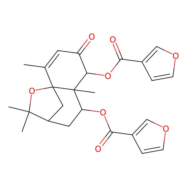 2D Structure of [(1S,5R,6R,7S,9S)-5-(furan-3-carbonyloxy)-2,6,10,10-tetramethyl-4-oxo-11-oxatricyclo[7.2.1.01,6]dodec-2-en-7-yl] furan-3-carboxylate