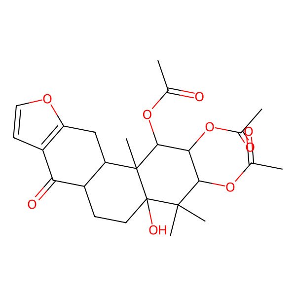 2D Structure of (1,3-Diacetyloxy-4a-hydroxy-4,4,11b-trimethyl-7-oxo-1,2,3,5,6,6a,11,11a-octahydronaphtho[2,1-f][1]benzofuran-2-yl) acetate