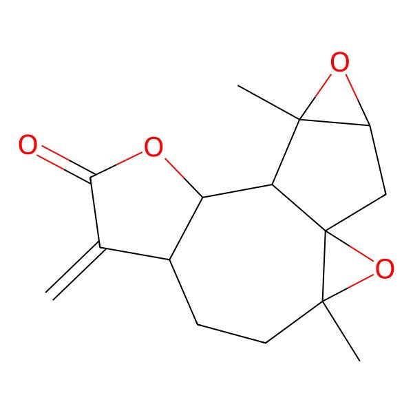 2D Structure of (1R,3S,6S,10S,11S,12S,14R)-3,12-dimethyl-7-methylidene-2,9,13-trioxapentacyclo[9.4.0.01,3.06,10.012,14]pentadecan-8-one