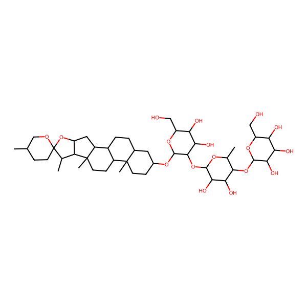 2D Structure of 2-[6-[4,5-Dihydroxy-6-(hydroxymethyl)-2-(5',7,9,13-tetramethylspiro[5-oxapentacyclo[10.8.0.02,9.04,8.013,18]icosane-6,2'-oxane]-16-yl)oxyoxan-3-yl]oxy-4,5-dihydroxy-2-methyloxan-3-yl]oxy-6-(hydroxymethyl)oxane-3,4,5-triol