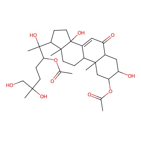 2D Structure of [17-(3-acetyloxy-2,6,7-trihydroxy-6-methylheptan-2-yl)-3,14-dihydroxy-10,13-dimethyl-6-oxo-2,3,4,5,9,11,12,15,16,17-decahydro-1H-cyclopenta[a]phenanthren-2-yl] acetate