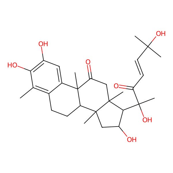 2D Structure of (8S,9R,13R,14S,16R,17R)-17-[(E,2R)-2,6-dihydroxy-6-methyl-3-oxohept-4-en-2-yl]-2,3,16-trihydroxy-4,9,13,14-tetramethyl-7,8,12,15,16,17-hexahydro-6H-cyclopenta[a]phenanthren-11-one