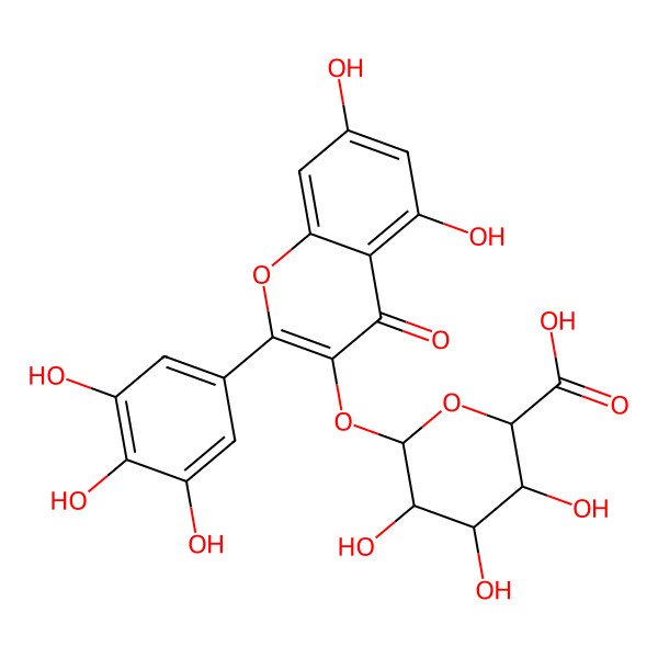 2D Structure of 6-[5,7-Dihydroxy-4-oxo-2-(3,4,5-trihydroxyphenyl)chromen-3-yl]oxy-3,4,5-trihydroxyoxane-2-carboxylic acid