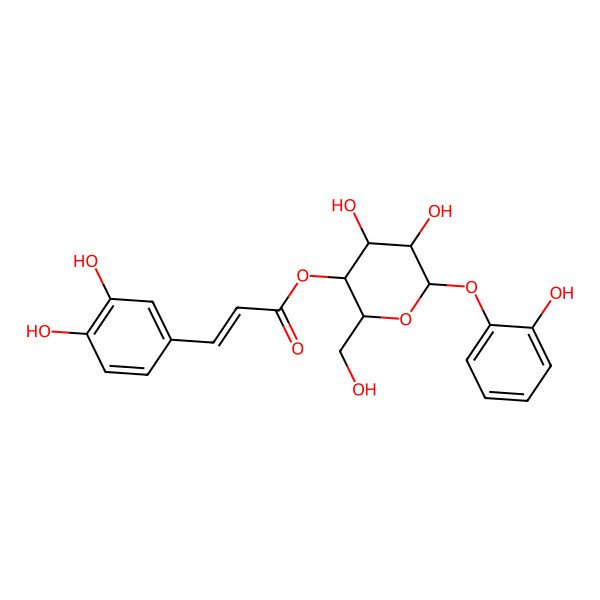 2D Structure of [(2R,3S,4R,5R,6S)-4,5-dihydroxy-2-(hydroxymethyl)-6-(2-hydroxyphenoxy)oxan-3-yl] 3-(3,4-dihydroxyphenyl)prop-2-enoate