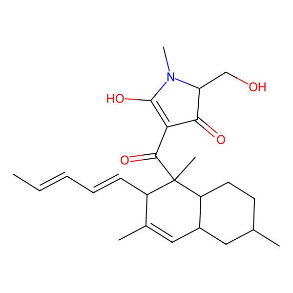 2D Structure of (2R)-4-[(1R,2S,6S,8aS)-1,3,6-trimethyl-2-[(1E,3E)-penta-1,3-dienyl]-4a,5,6,7,8,8a-hexahydro-2H-naphthalene-1-carbonyl]-5-hydroxy-2-(hydroxymethyl)-1-methyl-2H-pyrrol-3-one