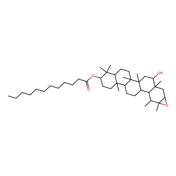 2D Structure of [(1R,2R,5R,7S,10R,11R,14R,15S,16S,17S,19R,21S,22S)-22-hydroxy-1,2,6,6,10,16,17,21-octamethyl-18-oxahexacyclo[12.9.0.02,11.05,10.015,21.017,19]tricosan-7-yl] dodecanoate