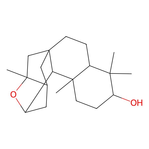 2D Structure of (1S,4S,6R,9R,10R,11S,13S,14S)-5,5,9,13-tetramethyl-12-oxapentacyclo[11.2.1.111,14.01,10.04,9]heptadecan-6-ol