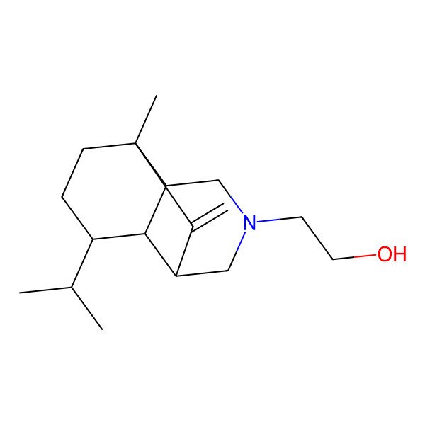 2D Structure of 2-[(1R,3R,7S,8R,9S)-1-methyl-2-methylidene-9-propan-2-yl-5-azatricyclo[5.4.0.03,8]undecan-5-yl]ethanol