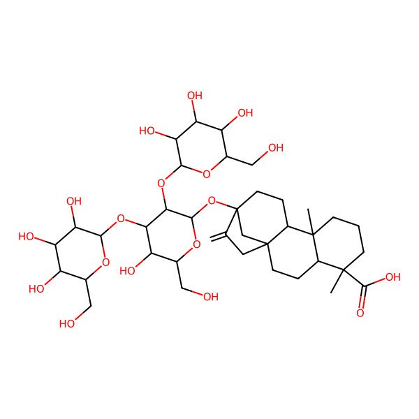 2D Structure of 13-[5-Hydroxy-6-(hydroxymethyl)-3,4-bis[[3,4,5-trihydroxy-6-(hydroxymethyl)oxan-2-yl]oxy]oxan-2-yl]oxy-5,9-dimethyl-14-methylidenetetracyclo[11.2.1.01,10.04,9]hexadecane-5-carboxylic acid