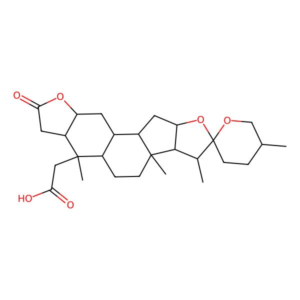 2D Structure of 2-(5',7,9,13-Tetramethyl-16-oxospiro[5,17-dioxapentacyclo[10.7.0.02,9.04,8.014,18]nonadecane-6,2'-oxane]-13-yl)acetic acid