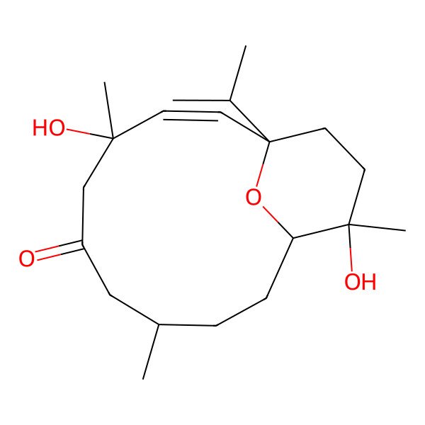 2D Structure of (1S,4S,8S,11S,12R)-4,12-dihydroxy-4,8,12-trimethyl-1-propan-2-yl-15-oxabicyclo[9.3.1]pentadec-2-en-6-one