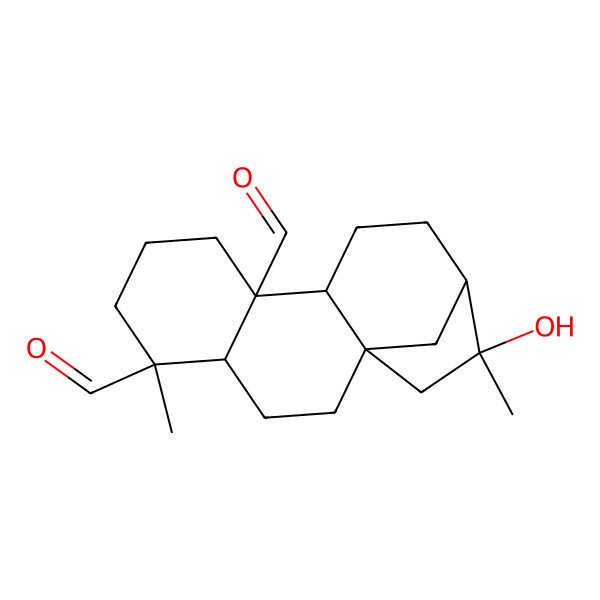 2D Structure of (1S,4R,5R,9R,10R,13R,14R)-14-hydroxy-5,14-dimethyltetracyclo[11.2.1.01,10.04,9]hexadecane-5,9-dicarbaldehyde