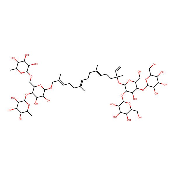 2D Structure of 2-[[4,5-Dihydroxy-6-[14-[4-hydroxy-6-(hydroxymethyl)-3,5-bis[[3,4,5-trihydroxy-6-(hydroxymethyl)oxan-2-yl]oxy]oxan-2-yl]oxy-2,6,10,14-tetramethylhexadeca-2,6,10,15-tetraenoxy]-3-(3,4,5-trihydroxy-6-methyloxan-2-yl)oxyoxan-2-yl]methoxy]-6-methyloxane-3,4,5-triol