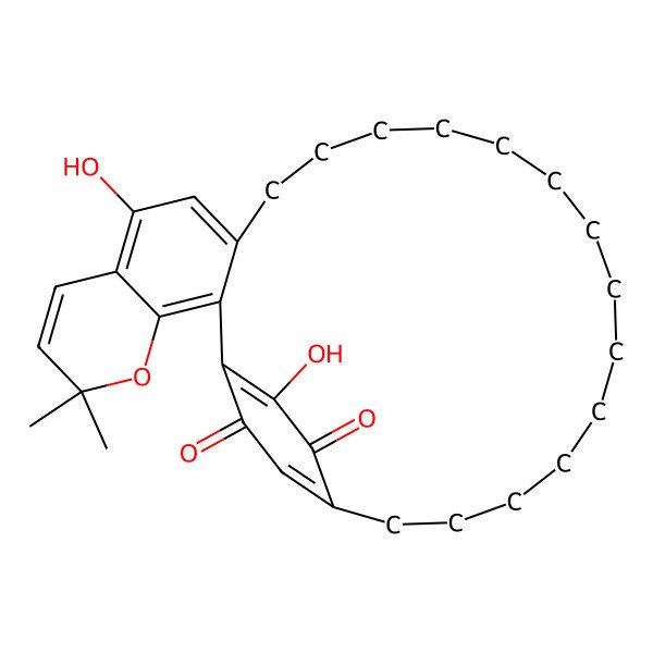 2D Structure of 9,28-Dihydroxy-5,5-dimethyl-4-oxatetracyclo[24.2.2.02,11.03,8]triaconta-1(28),2,6,8,10,26(30)-hexaene-27,29-dione