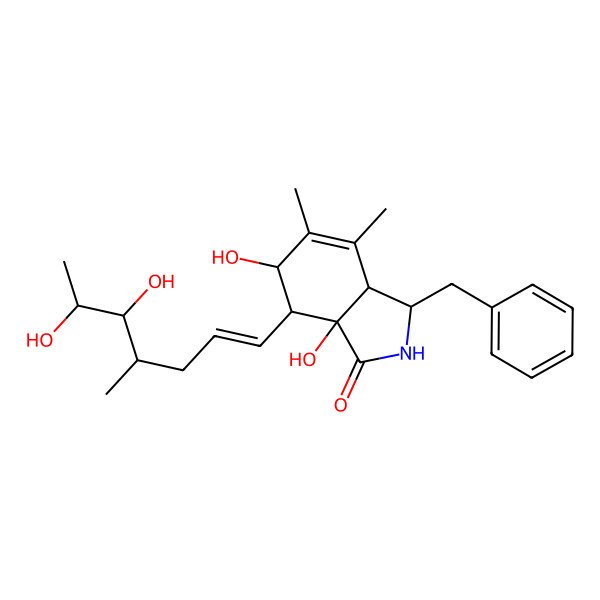 2D Structure of 3-benzyl-7-(5,6-dihydroxy-4-methylhept-1-enyl)-6,7a-dihydroxy-4,5-dimethyl-3,3a,6,7-tetrahydro-2H-isoindol-1-one