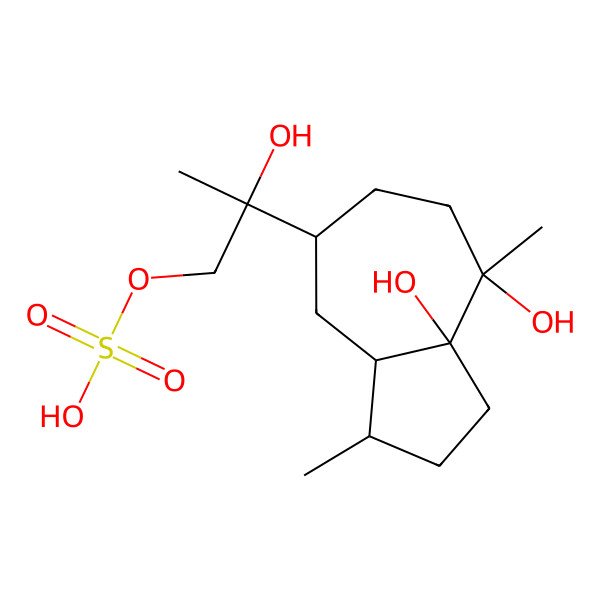 2D Structure of [(2R)-2-[(3S,3aS,5R,8R,8aS)-8,8a-dihydroxy-3,8-dimethyl-1,2,3,3a,4,5,6,7-octahydroazulen-5-yl]-2-hydroxypropyl] hydrogen sulfate