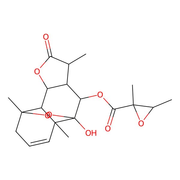 2D Structure of [(1S,2R,3R,6R,7S,8R,9R,12S)-9-hydroxy-1,6,12-trimethyl-5-oxo-4,10,11-trioxatetracyclo[7.6.0.02,12.03,7]pentadec-14-en-8-yl] (2S,3S)-2,3-dimethyloxirane-2-carboxylate