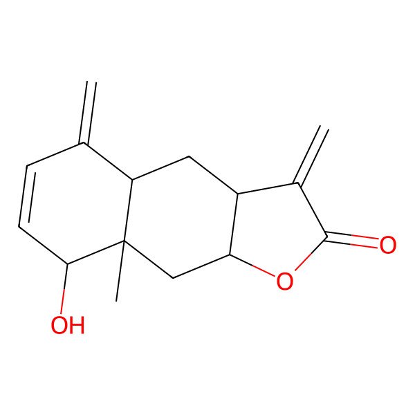 2D Structure of (3aR,4aS,8S,8aR,9aR)-8-hydroxy-8a-methyl-3,5-dimethylidene-3a,4,4a,8,9,9a-hexahydrobenzo[f][1]benzofuran-2-one