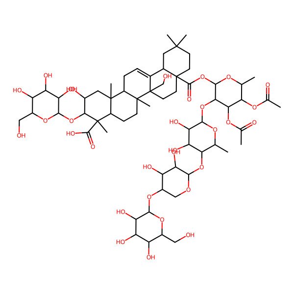 2D Structure of 8a-[4,5-Diacetyloxy-3-[5-[3,4-dihydroxy-5-[3,4,5-trihydroxy-6-(hydroxymethyl)oxan-2-yl]oxyoxan-2-yl]oxy-3,4-dihydroxy-6-methyloxan-2-yl]oxy-6-methyloxan-2-yl]oxycarbonyl-2-hydroxy-6b-(hydroxymethyl)-4,6a,11,11,14b-pentamethyl-3-[3,4,5-trihydroxy-6-(hydroxymethyl)oxan-2-yl]oxy-1,2,3,4a,5,6,7,8,9,10,12,12a,14,14a-tetradecahydropicene-4-carboxylic acid
