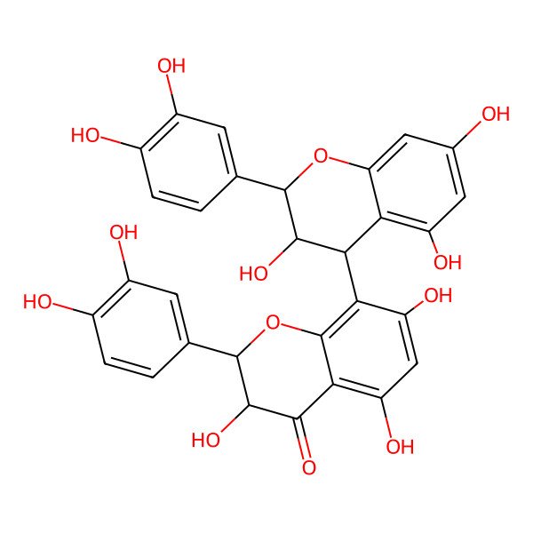 2D Structure of (2R,3R)-2-(3,4-dihydroxyphenyl)-8-[(2R,3S,4S)-2-(3,4-dihydroxyphenyl)-3,5,7-trihydroxy-3,4-dihydro-2H-chromen-4-yl]-3,5,7-trihydroxy-2,3-dihydrochromen-4-one