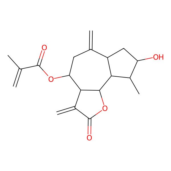 2D Structure of [(3aR,4S,6aR,8S,9S,9aR,9bR)-8-hydroxy-9-methyl-3,6-dimethylidene-2-oxo-4,5,6a,7,8,9,9a,9b-octahydro-3aH-azuleno[4,5-b]furan-4-yl] 2-methylprop-2-enoate