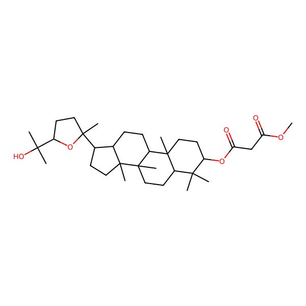 2D Structure of 3-O-[17-[5-(2-hydroxypropan-2-yl)-2-methyloxolan-2-yl]-4,4,8,10,14-pentamethyl-2,3,5,6,7,9,11,12,13,15,16,17-dodecahydro-1H-cyclopenta[a]phenanthren-3-yl] 1-O-methyl propanedioate