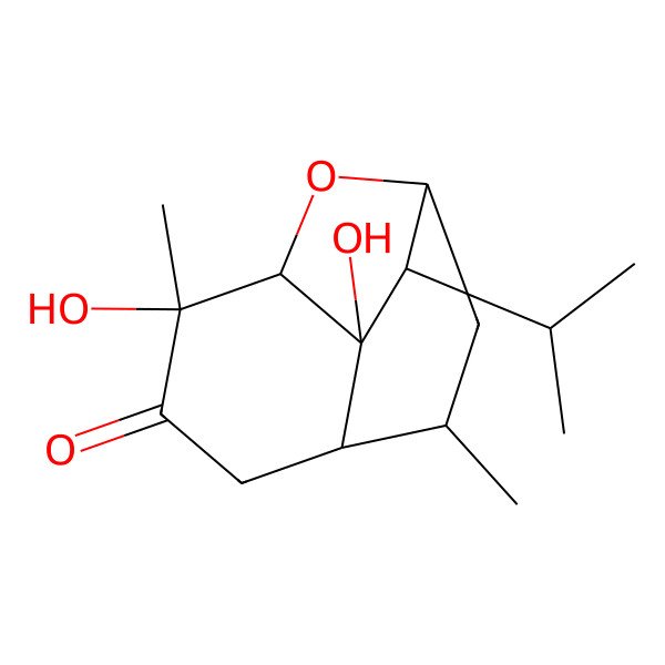 2D Structure of (1S,3S,4R,7S,8S,9S,10R)-7,9-dihydroxy-3,7-dimethyl-10-propan-2-yl-11-oxatricyclo[6.2.1.04,9]undecan-6-one